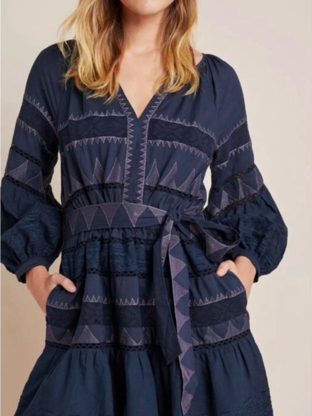 Anthropologie Skye Embroidered Mini Dress Size Small